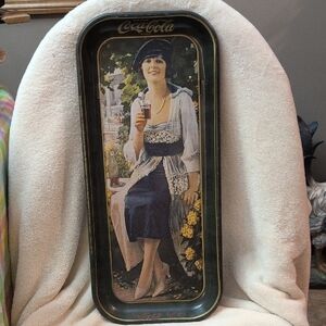 Coca-Cola Tray with Elegant Lady in Blue and White